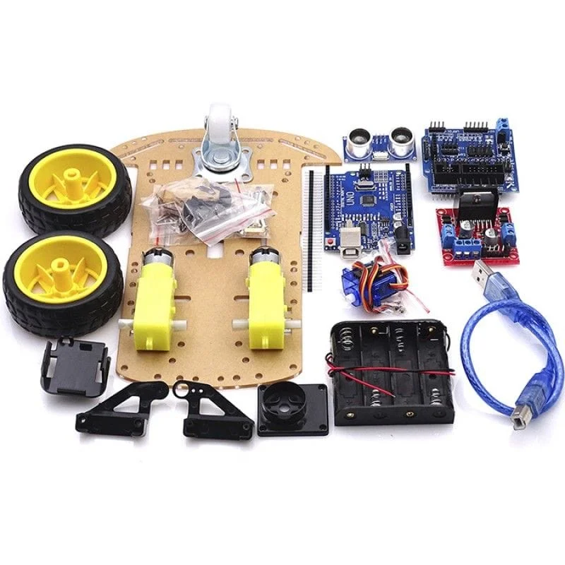 Robot à Deux Roues pour l’Éducation - Kit de Châssis 2WD Intelligent avec Arduino UNO R3 CH340 avec boitier de rangement en plastique